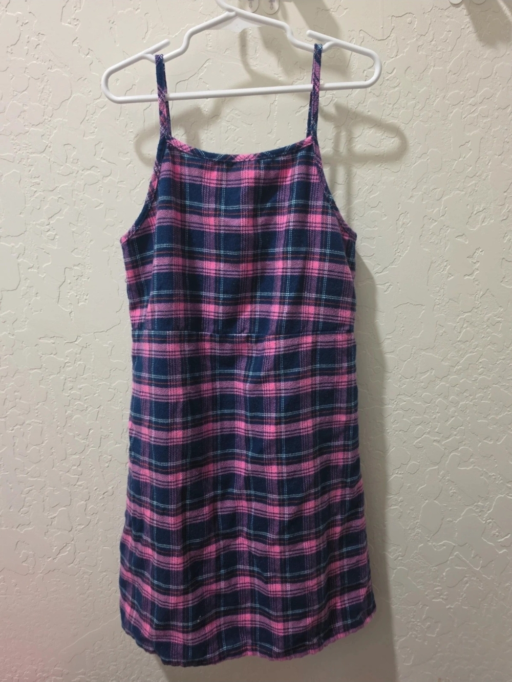 Girls Plaid Pink & Blue Slip Dress